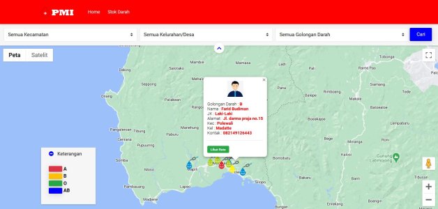 Sistem Informasi Sebaran Golongan Darah Berbasis Website + Fitur Maps