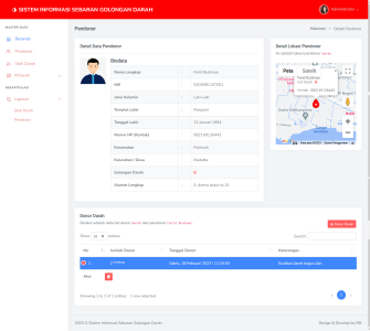 Sistem Informasi Sebaran Golongan Darah Berbasis Website + Fitur Maps
